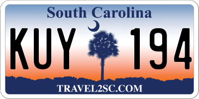 SC license plate KUY194