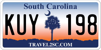 SC license plate KUY198