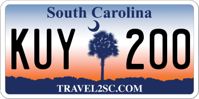 SC license plate KUY200