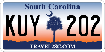 SC license plate KUY202