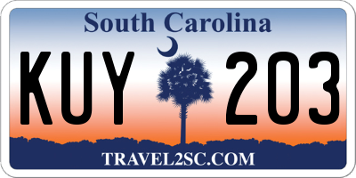 SC license plate KUY203