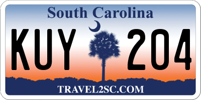 SC license plate KUY204