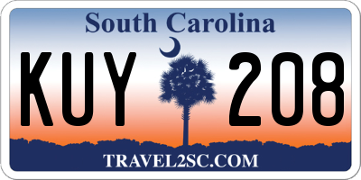 SC license plate KUY208