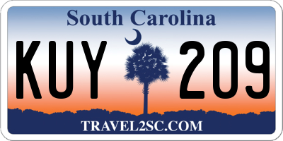 SC license plate KUY209