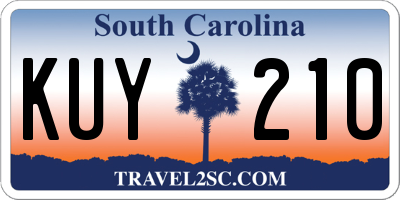 SC license plate KUY210