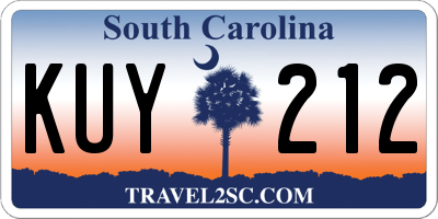 SC license plate KUY212