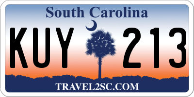 SC license plate KUY213