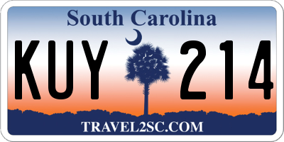SC license plate KUY214