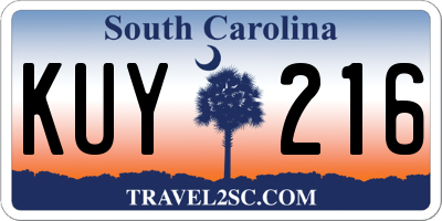 SC license plate KUY216