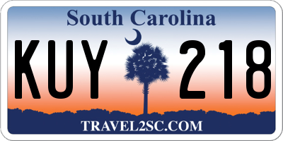 SC license plate KUY218