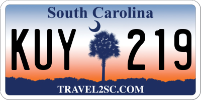 SC license plate KUY219
