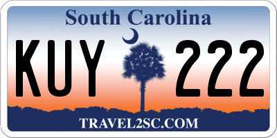 SC license plate KUY222