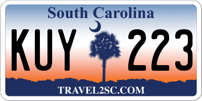 SC license plate KUY223