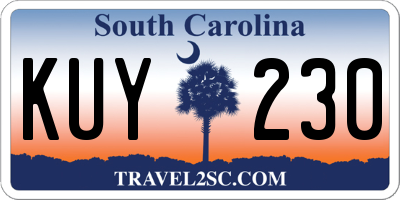 SC license plate KUY230
