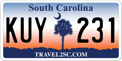 SC license plate KUY231