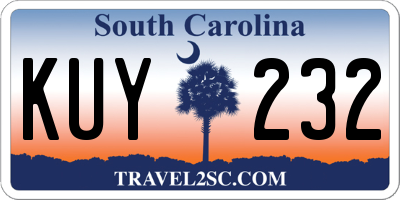 SC license plate KUY232