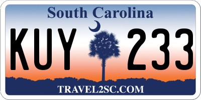 SC license plate KUY233