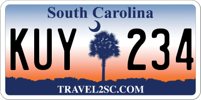 SC license plate KUY234