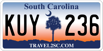 SC license plate KUY236