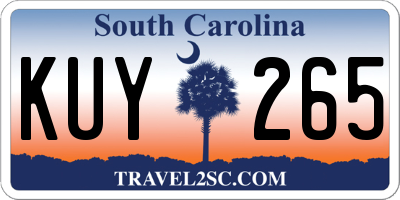 SC license plate KUY265
