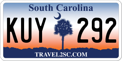 SC license plate KUY292