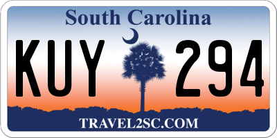 SC license plate KUY294