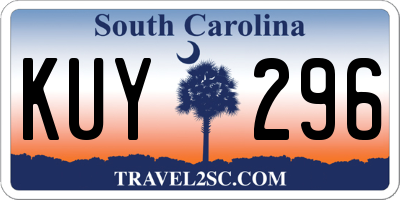 SC license plate KUY296