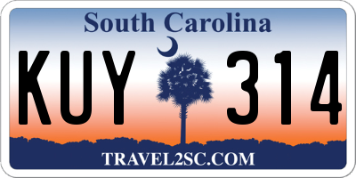 SC license plate KUY314