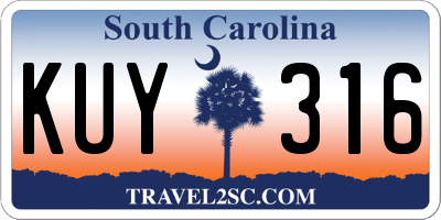 SC license plate KUY316