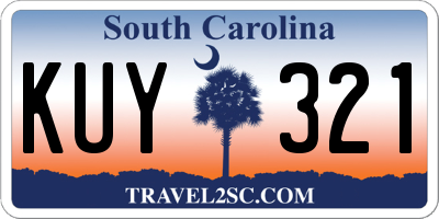 SC license plate KUY321
