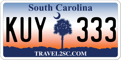 SC license plate KUY333