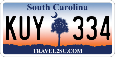 SC license plate KUY334