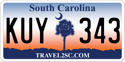 SC license plate KUY343