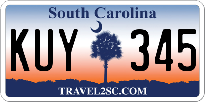 SC license plate KUY345