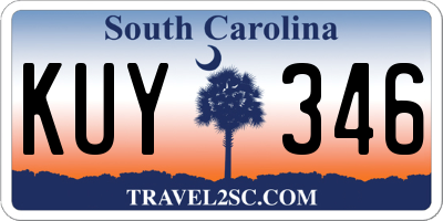 SC license plate KUY346