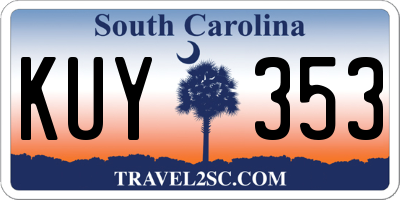SC license plate KUY353