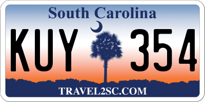 SC license plate KUY354