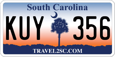 SC license plate KUY356