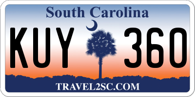 SC license plate KUY360