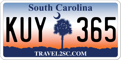 SC license plate KUY365
