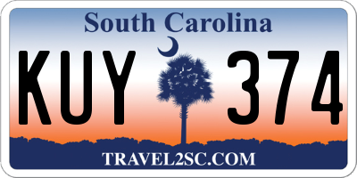 SC license plate KUY374