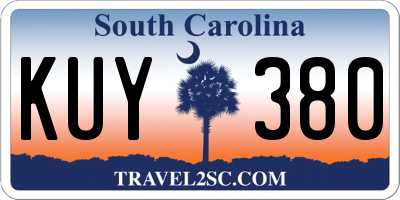 SC license plate KUY380