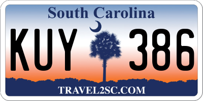 SC license plate KUY386
