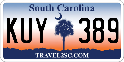 SC license plate KUY389