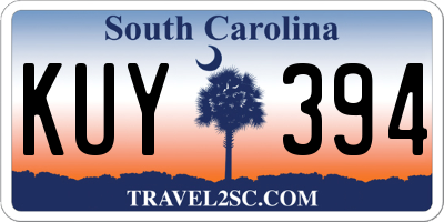 SC license plate KUY394