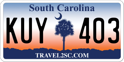 SC license plate KUY403