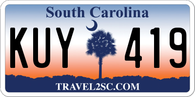 SC license plate KUY419