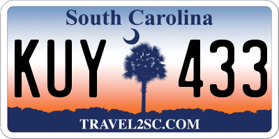 SC license plate KUY433