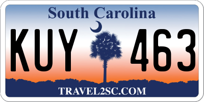 SC license plate KUY463