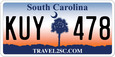 SC license plate KUY478